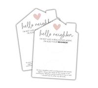Lashicorn Realtor House Shaped Hello Neighbor I’m Also A Real Estate Agent 25pk 4x5.5” with Envelopes Pink Heart Holds Business Card Marketing Pop-By