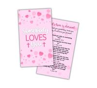 Lashicorn Somebody Loves You Jesus Valentine’s Day Bible Verse Card 24pk 2x3.5” Hand Outs for Church Members Jeremiah 31:3 John 4:19, Romans 5:8 Christian Vday Cards