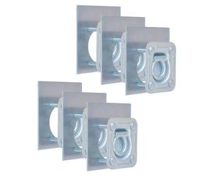 Lashing Rings 6pc Silver Galvanised Steel 2000kg 10.1x9.5x2.6cm Backplate Set M5