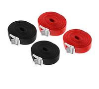 Lashing Strap SAIYU Adjustable Ratchet Tie Down Straps Heavy Duty Tension Belts Cargo Straps with Quick Release Cam for Trucks Bicycle Boat Car Luggage Strap (Red and Black, 4 Pack, 5M*25mm)