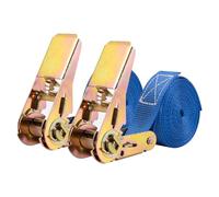 Lashing Straps with Ratchet 4 m, Robust Lashing Straps with Ratchet Straps for Material Transport, Motorcycle, Bicycles, Moving, Luggage Packages, Camping (Pack of 2, Blue)