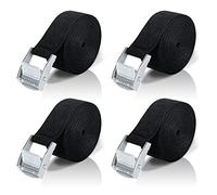 Lashing Straps with Ratchet 4 Pieces,5 m Bicycle Carrier, Black Fastening Strap, Lashing Straps with Clamping Lock, Pannier Rack, Tension Strap, for Car, Bike, Sack Truck, Luggage, Camping