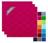 Lashuma Crockery Hand Towels Set of 3 Cotton Purple Square 50 x 50 cm