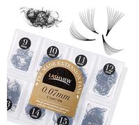 LASHVIEW 1000 Premade Volume Eyelash Extensions Mixed Tray 10D Premade Fans Eyelash Extensions C Curl Premade Lash Fans Pointed Handmade Promade Loose Fans Thin Base (10D-0.07C,9-16mm)