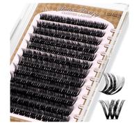 LASHVIEW Cluster Lashes 144Pcs D Curl Lash Clusters Natural Fluffy and Wispy Lashes Individual Cluster Super Thin Band Individual Eyelashes Soft and Comfortable for All Day (B24)