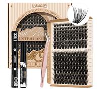 LASHVIEW Cluster Lashes Kit, 9-18/D Curl Lashes Individual Cluster Kit, Fluffy Eyelash Extension Kit with Lash Bond & Seal, Lash Remover Applicator Easy to Use for Beginners(Kit-56D)