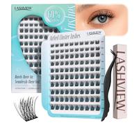 LASHVIEW Cluster Lashes,Lash Clusters Natural Look Cluster Lashes Extensions Super Thin Band & Soft Lashes Reusable 10-16mm MIX (03-N)