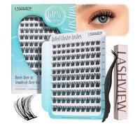 LASHVIEW Cluster Lashes,Lash Clusters Natural Look Cluster Lashes Extensions Super Thin Band & Soft Lashes Reusable 10-16mm MIX (13-N)