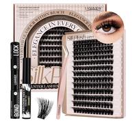 LASHVIEW DIY Lash Extension Kit, 9-16mm Mix D Curl Cluster Eyelash Extension Kit Cluster Lashes with Lash Bond and Seal, Lash Glue Remover and Lash Applicator W03