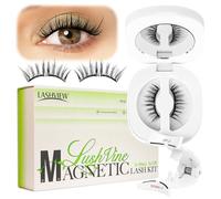 LASHVIEW Magnetic Eyelashes Natural Look, Reusable Soft Magnetic Eyelashes with Applicator, No Glue Needed Magnetic Lashes Kit, Windproof & Waterproof for All-Day Comfort (R02)