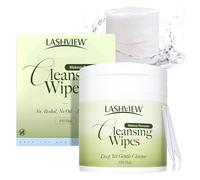 LASHVIEW Makeup Remover Wipes, 2 in 1 Micellar Eye Remover Pads, Biodegradable & Alcohol-Free, Mild Cleaning for Sensitive Skin with Applicator, 100 Count