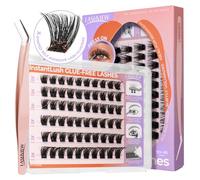 LASHVIEW Self Adhesive Eyelashes,Press On Lash Clusters Includes 72 Clusters, 1 Applicator Easy to Apply, 10-16mm Reusable Strip Lashes No Damage Reusable Lashes Self Adhesive No Sticky N03