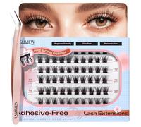 LASHVIEW Self Adhesive Eyelashes,Press On Lash Clusters Kit Pre Glued Eyelash Clusters with Applicator,No Glue No Remover Needed DIY Lash Extension Kit 10-16mm (N03 60Pcs)