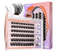 LASHVIEW Self Adhesive Lash Clusters Eyelashes,Press-on Lashes 10-16mm Individual Lash Extension Kit with Lash Tweezers,No Glue Needed Natural Self Adhesive DIY Eyelash Extension Kit N63