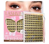 LASHVIEW Self Adhesive Lash Clusters Eyelashes,Press-on Lashes 10-16mm Individual Lash Extension Kit with Lash Tweezers,No Glue Needed Natural Self Adhesive DIY Eyelash Extension Kit 120pcs (A02)
