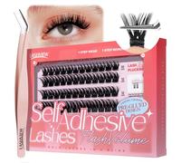 LASHVIEW Self Adhesive Lash Clusters,Press-on Lashes with Lash Tweezers,No Glue Needed Natural Look Self Adhesive Eyelash Extension Kit 60pcs 10-16mm(Z01)