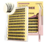 LASHVIEW Self Adhesive Lashes Clusters Eyelashes, 5+ Days Wear Press-on Lashes 10-16mm Individual Lash Extension Kit with Tweezers, No Glue Needed Natural DIY Kit(F23-D)