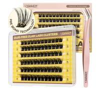 LASHVIEW Self Adhesive Lashes Clusters Eyelashes, 5+ Days Wear Press-on Lashes 10-16mm Individual Lash Extension Kit with Tweezers, No Glue Needed Natural DIY Kit (ZNF23)