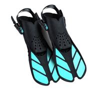 LASIEYO Adult Swim Fins, Open Heel, Cyan, PP+TPR, Diving, Snorkeling, Swimming Training, Adjustable, Anti-Slip Sole