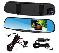 LASIEYO Dash Cam Front and Rear, 4. 3 Front and Rear View Mirror Camera 1080P Dual Dash Cam with G- sensor, Motion Detection, 170° Wide Angle, Loop Recording Reverse Monitor System