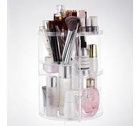 LASIEYO Modern 360° Rotating Makeup Organiser, Clear Acrylic Cosmetic Storage Display, 6 Adjustable Tiers, Desktop Vanity Dresser Spinning Cosmetic Tray