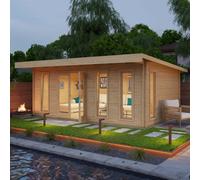 Lasita Maja Barbados 6-Log Cabin, Wooden Garden Room, Timber Summerhouse, Home Office - L628.8 X W468.8 X H233.7 Cm