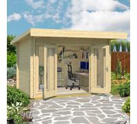Lasita Maja Barbados Mini-Log Cabin, Wooden Garden Room, Timber Summerhouse, Home Office - L390 X W350 X H233.7 Cm