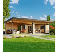 Lasita Maja Domeo 10-Log Cabin, Wooden Garden Room, Timber Summerhouse, Home Office - L890 X W590 X H258.4 Cm