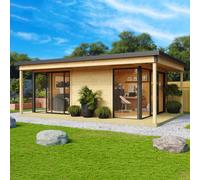 Lasita Maja Domeo 3 V2 + Domeo 3 V2 Al. Pakk-Log Cabin, Wooden Garden Room, Timber Summerhouse, Home Office - L608.4 X W418.9 X H239.4 Cm