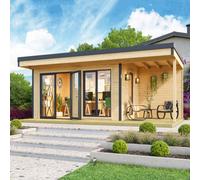 Lasita Maja Domeo 7 + Domeo 7 Al. Pack-Log Cabin, Wooden Garden Room, Timber Summerhouse, Home Office - L605 X W390 X H250.8 Cm