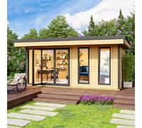Lasita Maja Domeo 8 + Domeo 8 Al. Pack-Log Cabin, Wooden Garden Room, Timber Summerhouse, Home Office - L560 X W489.2 X H239.4 Cm