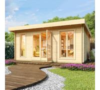 Lasita Maja Dorset 3-Log Cabin, Wooden Garden Room, Timber Summerhouse, Home Office - L540 X W460 X H239.4 Cm