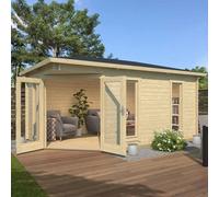 Lasita Maja Edinburgh 2-Log Cabin, Wooden Garden Room, Timber Summerhouse, Home Office - L490.3 X W322.3 X H246.24 Cm