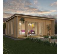 Lasita Maja Japan-Log Cabin, Wooden Garden Room, Timber Summerhouse, Home Office - L648 X W470 X H250.8 Cm