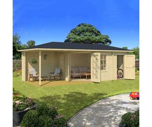 Lasita Maja Lasita Anderby 3 Right Hand Corner Cabin - 7M X 3M - Corner Summer House With Veranda