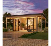 Lasita Maja Lasita Domeo 4 V2 With Veranda Garden Office - 6M X 4.2M - Modern Summer House Double Glazed