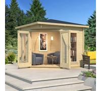 Lasita Maja Lasita Oswestry Corner Log Cabin - 2.4M X 2.4M - Compact Corner Summer House With Column Windows