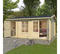 Lasita Maja Lasita Redmile 2 Log Cabin With Side Store - 4.85M X 3M - Two Room Garden Summer House - Double Glazed