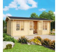 Lasita Maja Pembrokeshire 53-Log Cabin, Wooden Garden Room, Timber Summerhouse, Home Office - L540 X W345.8 X H239.4 Cm