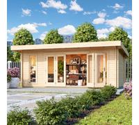 Lasita Maja Sussex 2 + Bifold Door 2600X1957-Log Cabin, Wooden Garden Room, Timber Summerhouse, Home Office - L630 X W470 X H239.4 Cm