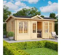 Lasita Maja Windsor 44-Log Cabin, Wooden Garden Room, Timber Summerhouse, Home Office - L440 X W340.8 X H239.4 Cm