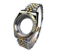 Lasitech 1PC 39mm NH35 Case Fluted Bezel DJ2T Yellow Gold Sapphire Glass Skx Mod Parts Fit NH35/36/38 Movement Steel Watch(Fluted WMTJ,Glock Clasp)
