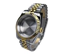 Lasitech 1PC 39mm NH35 Case Fluted Bezel DJ2T Yellow Gold Sapphire Glass Skx Mod Parts Fit NH35/36/38 Movement Steel Watch(Fluted WMSJ,Glock Clasp)