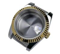 Lasitech 1PC 39mm NH35 Case Fluted Bezel DJ2T Yellow Gold Sapphire Glass Skx Mod Parts Fit NH35/36/38 Movement Steel Watch(Case MS,OYS Clasp)