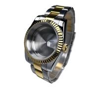 Lasitech 1PC 39mm NH35 Case Fluted Bezel DJ2T Yellow Gold Sapphire Glass Skx Mod Parts Fit NH35/36/38 Movement Steel Watch(Fluted MSO,Glock Clasp)