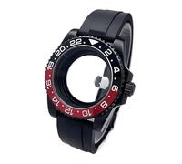 Lasitech 1PC 40mm NH35 Watch Case All Black Sub Style Rubber Strap Sapphire Crystal Stainless Steel Nh34 Nh36 Nh35 Nh38 Movement(Set 35,Cyclops)