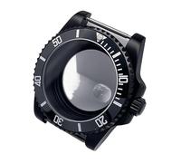 Lasitech 1PC 40mm NH35 Watch Case All Black Sub Style Rubber Strap Sapphire Crystal Stainless Steel Nh34 Nh36 Nh35 Nh38 Movement(Case 32,Cyclops)