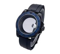 Lasitech 1PC 40mm NH35 Watch Case All Black Sub Style Rubber Strap Sapphire Crystal Stainless Steel Nh34 Nh36 Nh35 Nh38 Movement(Set 27,No Cyclops)