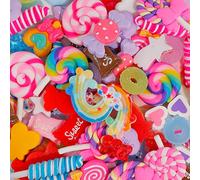 Lasiyanor 120Pcs Candy Charms, Resin Flat Back kawaii Slime Charms Lollipops, Sweets Embellishments for DIY Crafts and Ornament Scrapbooking