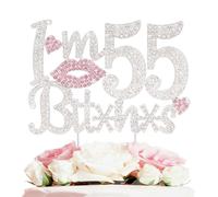LASKYER I'm 55th Funny Birthday Pink Rhinestone Cake Topper - Happy 55th Birthday Cheers to 55 Years Old Bday Party Metal Sparkly Food Centerpieces Topper Decorations Sign.